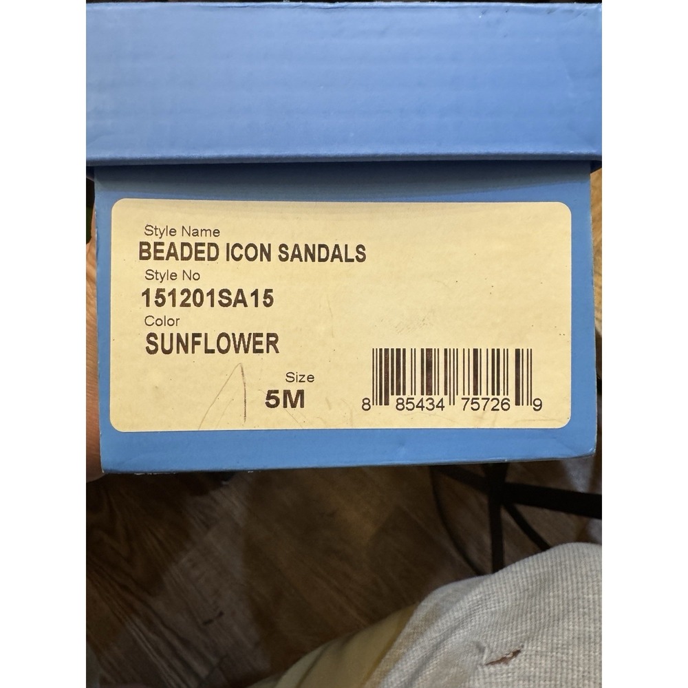 JACK ROGERS BEADED ICON SANDALS SLIDES NIB BOX SUNFLOWER YELLOW Size 5 M! - Picture 7 of 8